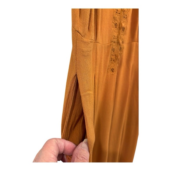 Cotton Candy LA Jumpsuit Womens Small Mustard Yellow Rayon Crepe‎ Wide Leg Boho - Picture 7 of 12